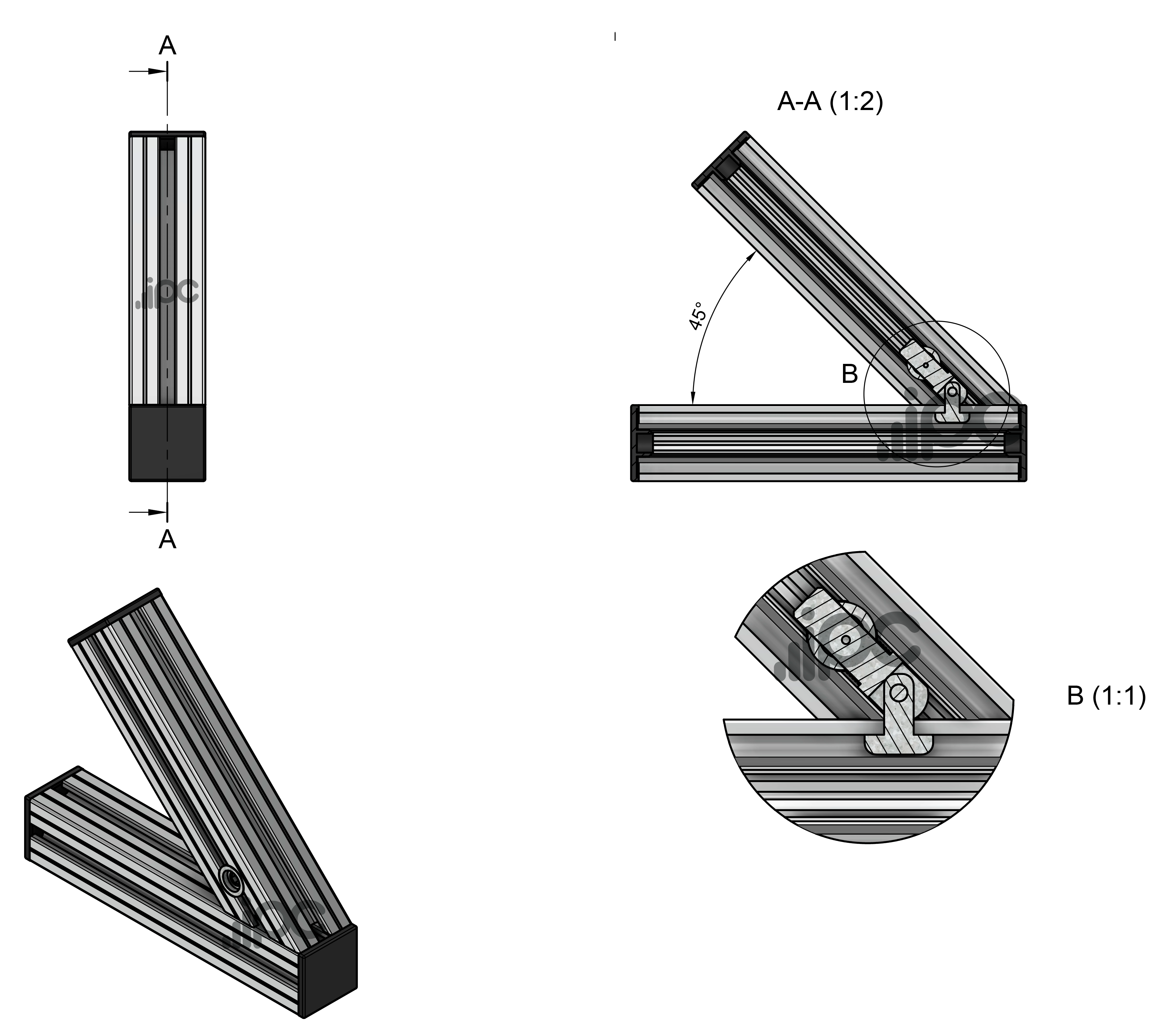 Exemplo de uso do conector com cabeça articulada
