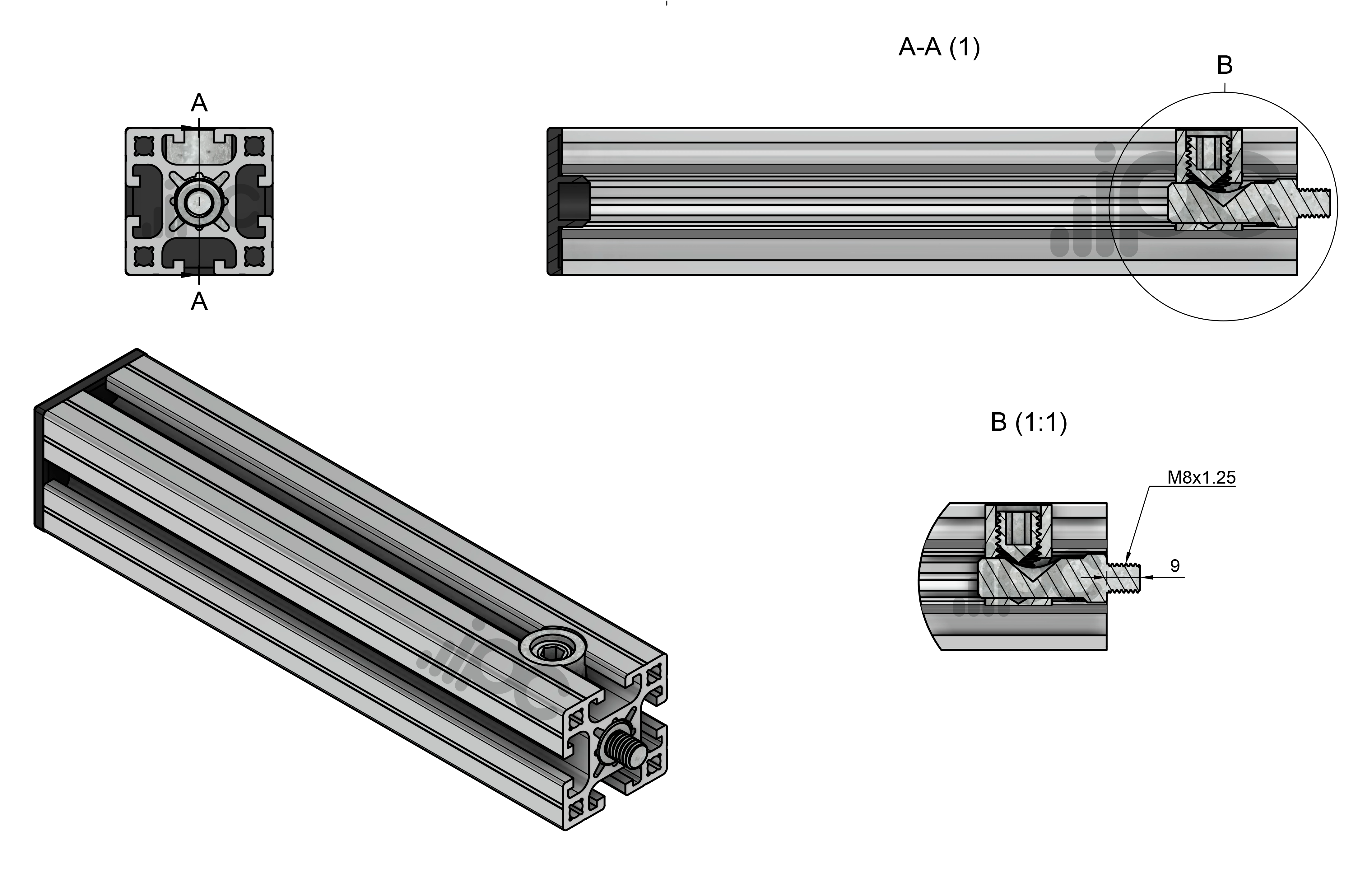 Exemplo de uso do conector com pino roscado