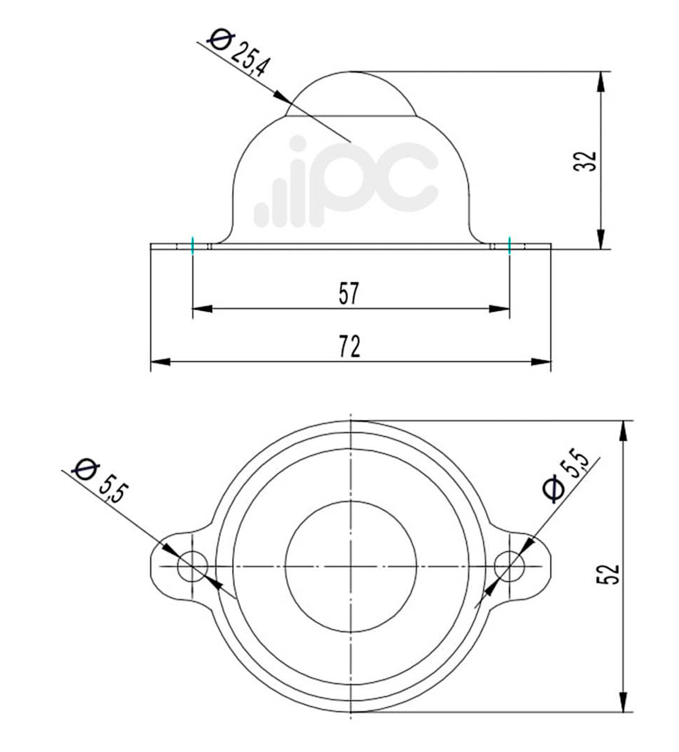 Desenho com medidas da esfera 441 com capacidade de carga para 120 quilos