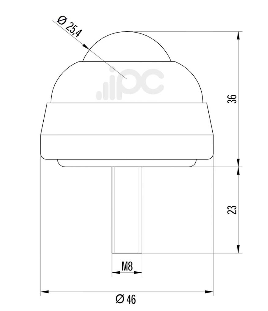 Desenho com medidas da esfera 442 com capacidade de carga para 120 quilos