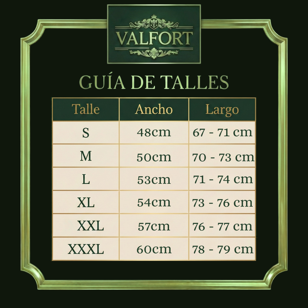 Gu&iacute;a de talles remeras premium