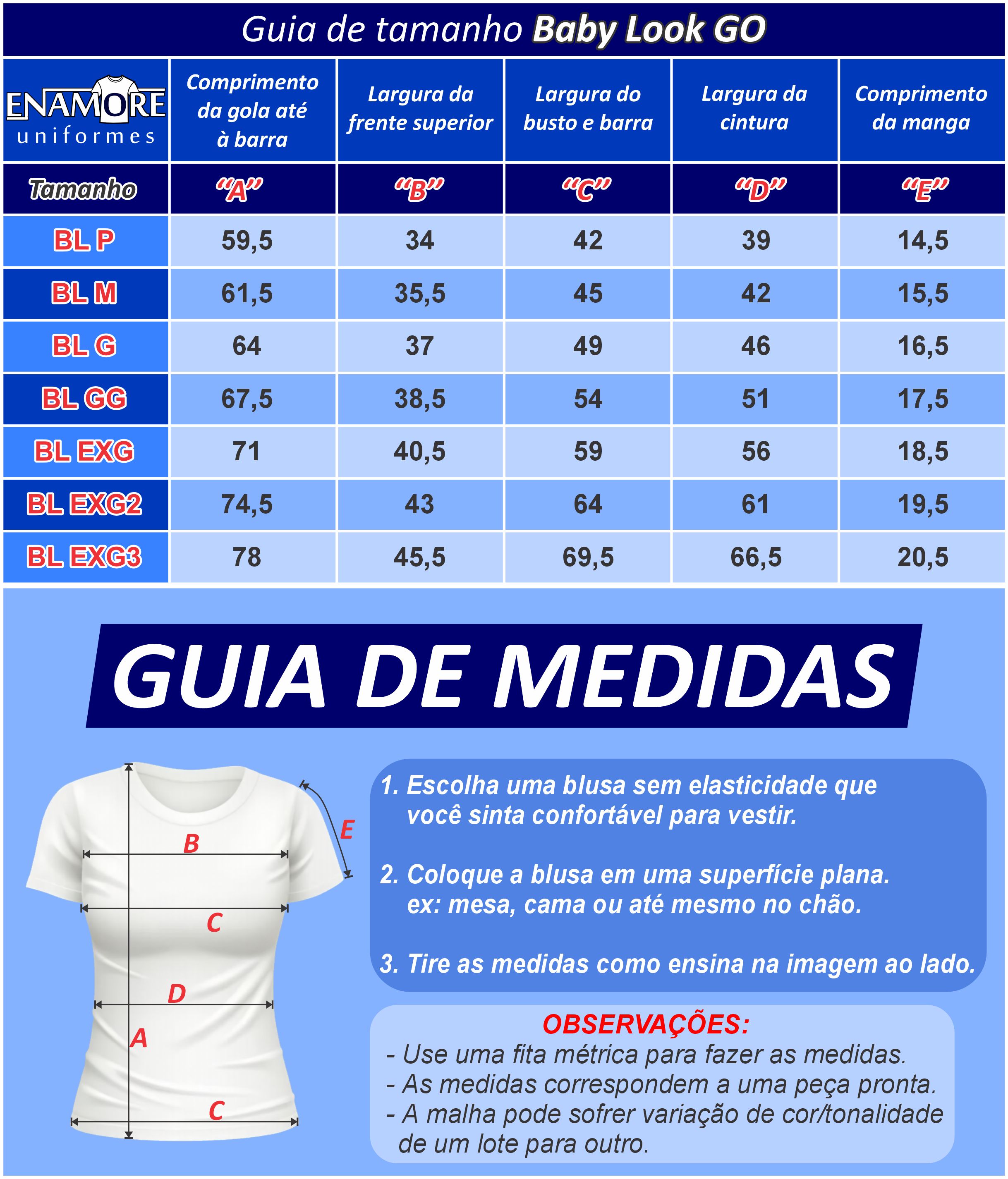 Guia de Tamanho Blusa Gola Redonda