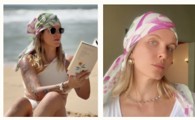 lenço bandana verde lilás look urbano praia