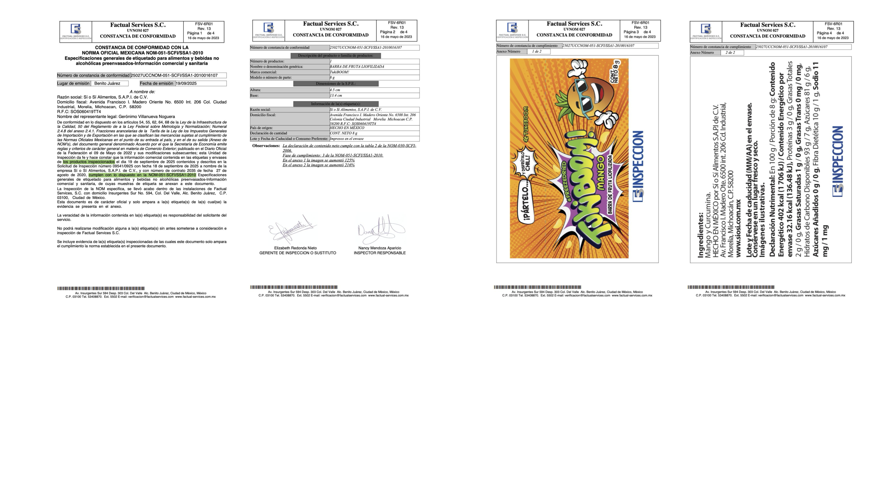 Constancia sin sellos TukiBoom Mango