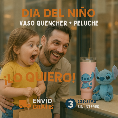 Vaso y peluche de Stitch