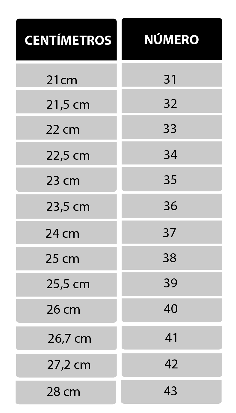 Tabela de Medidas Damalya