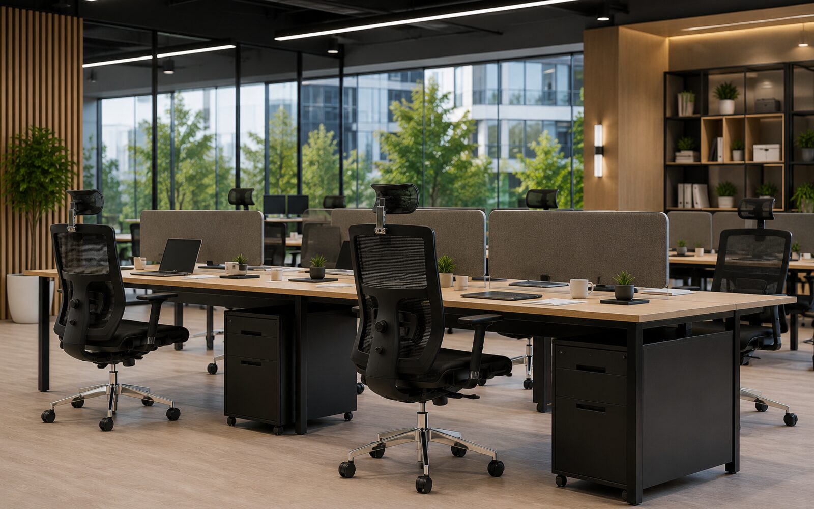Oficina corporativa equipada con sillas ergonómicas Homey