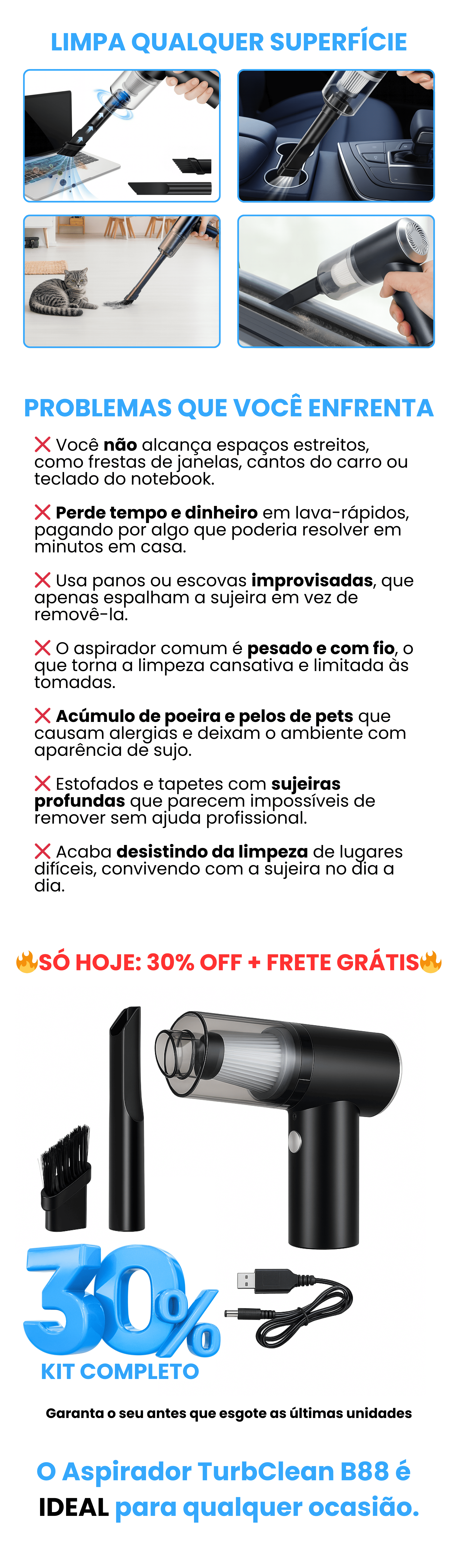 Aspirador Portátil TurbClean B88