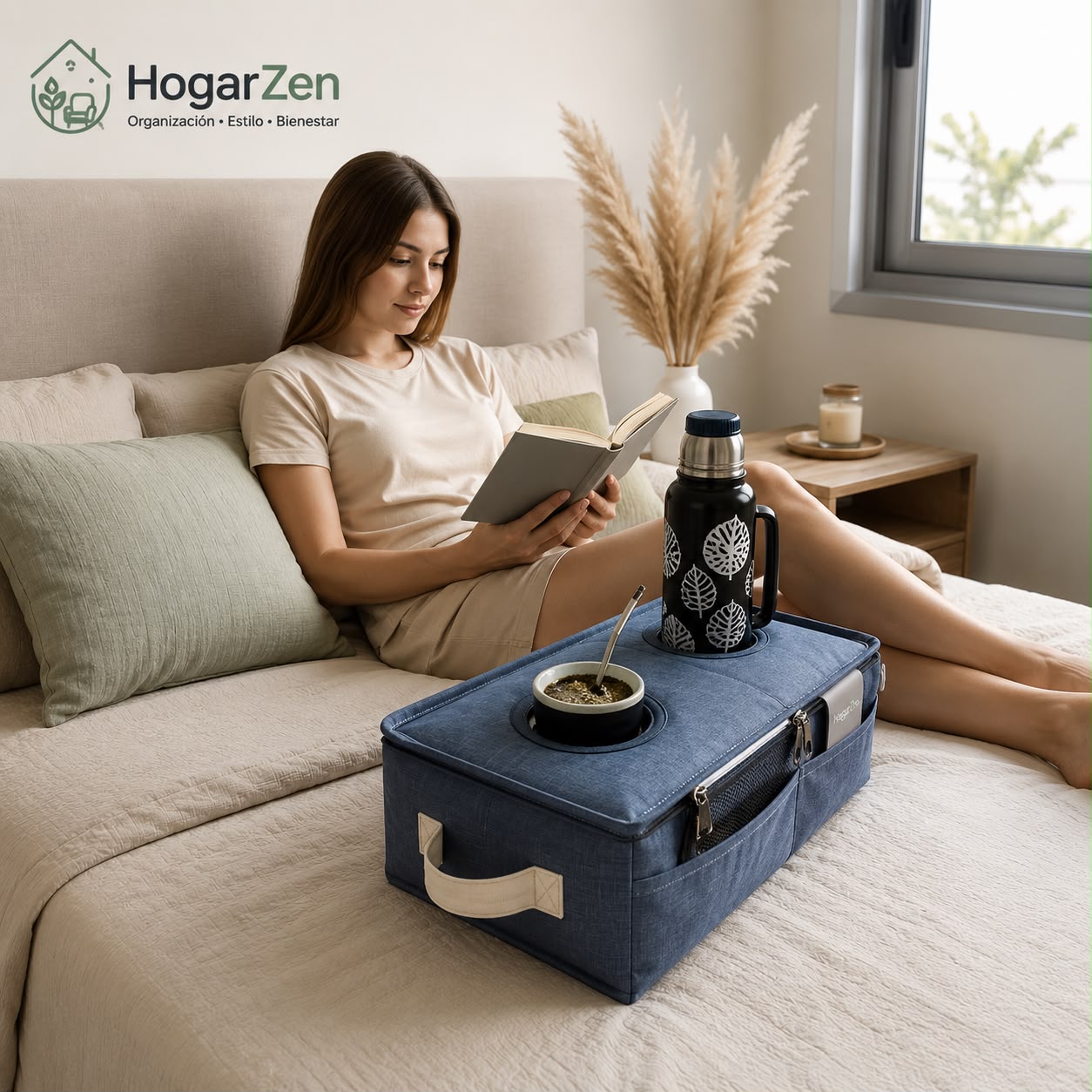 Almohad&oacute;n Matero HogarZen con sus bolsillos