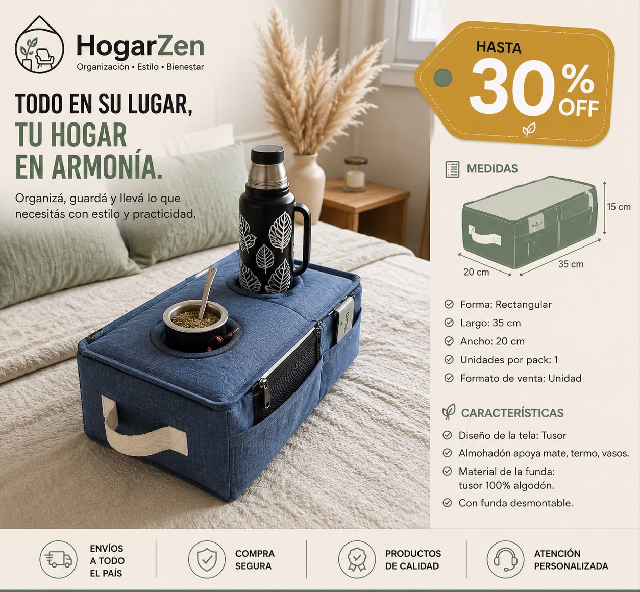 Almoh&oacute;n Matero en uso sobre el sill&oacute;n
