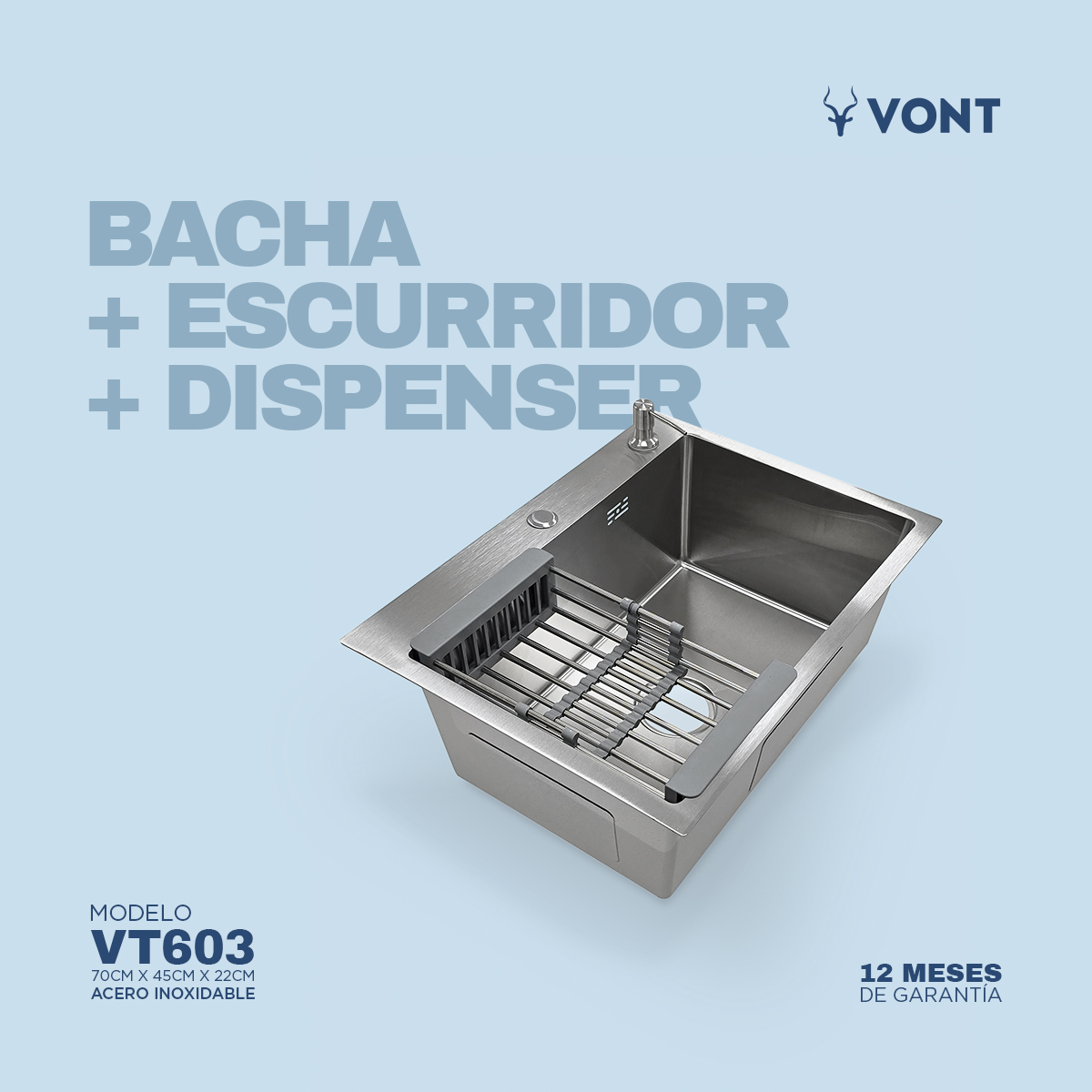 Bacha de Cocina VONT VT603-BCSC70