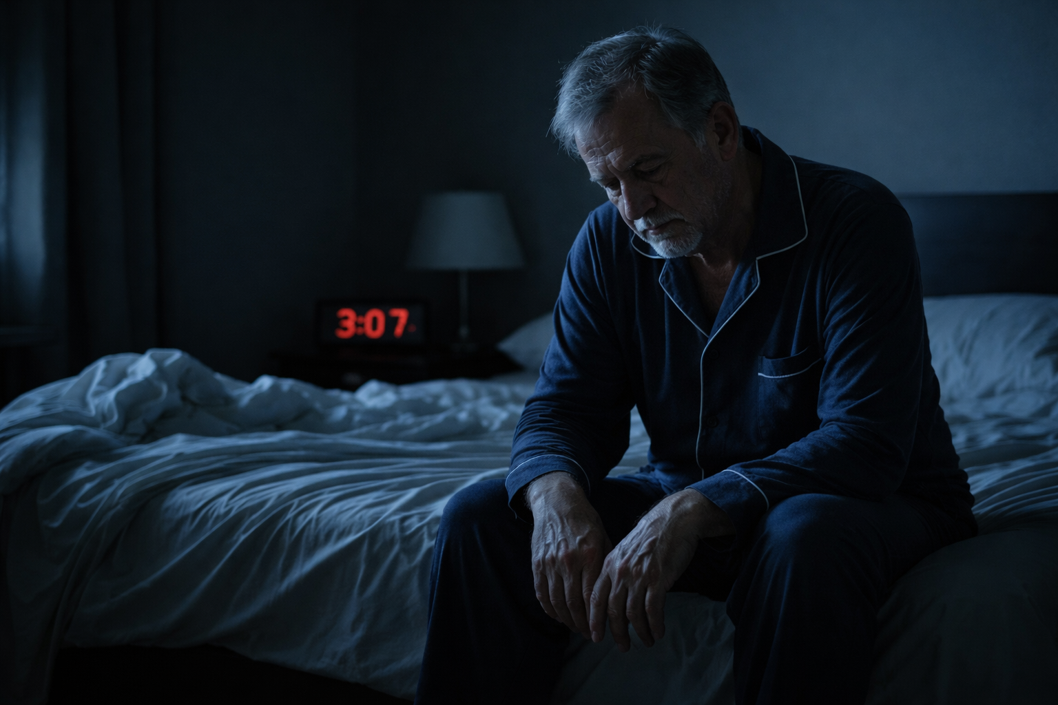 Hombre despierto de noche 3AM