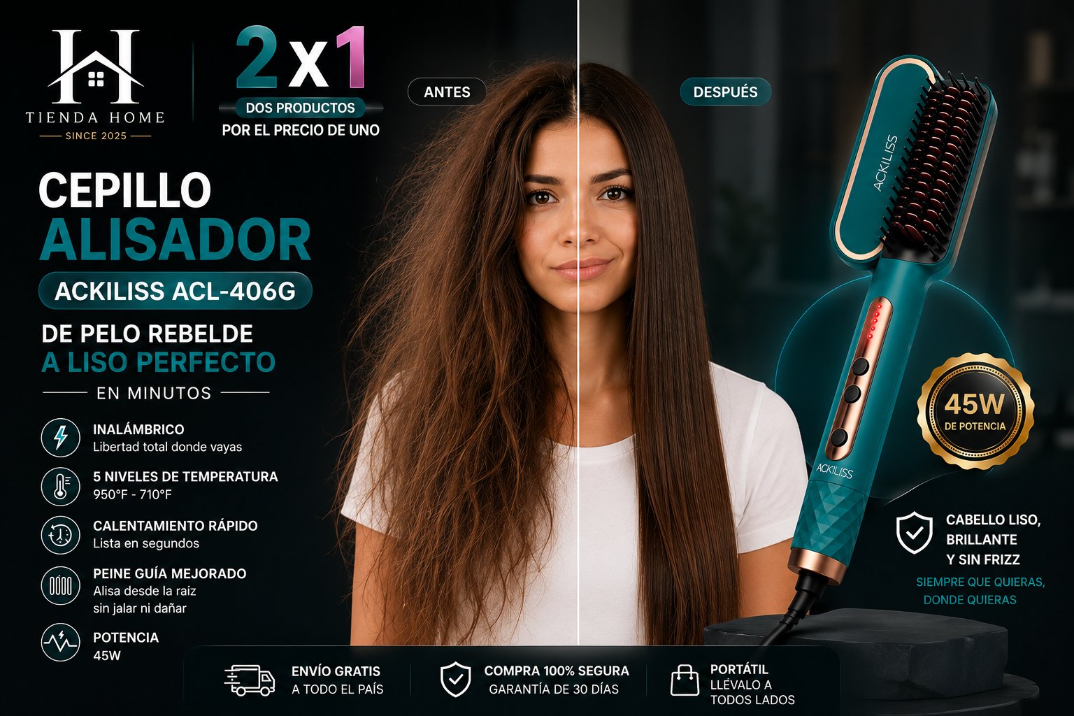 Cepillo Alisador Ackiliss ACL-406G