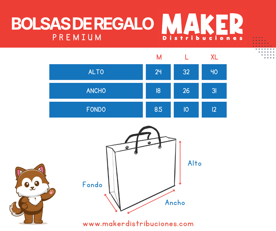 Guía de tallas bolsa premium