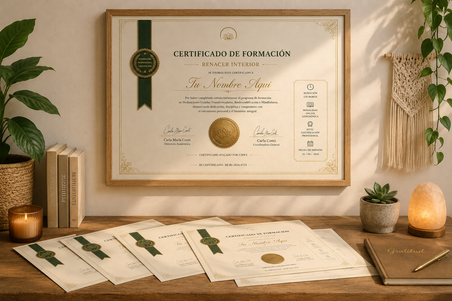 Certificado de Formaci&oacute;n Profesional Renacer Interior - Avalado por CIPEY