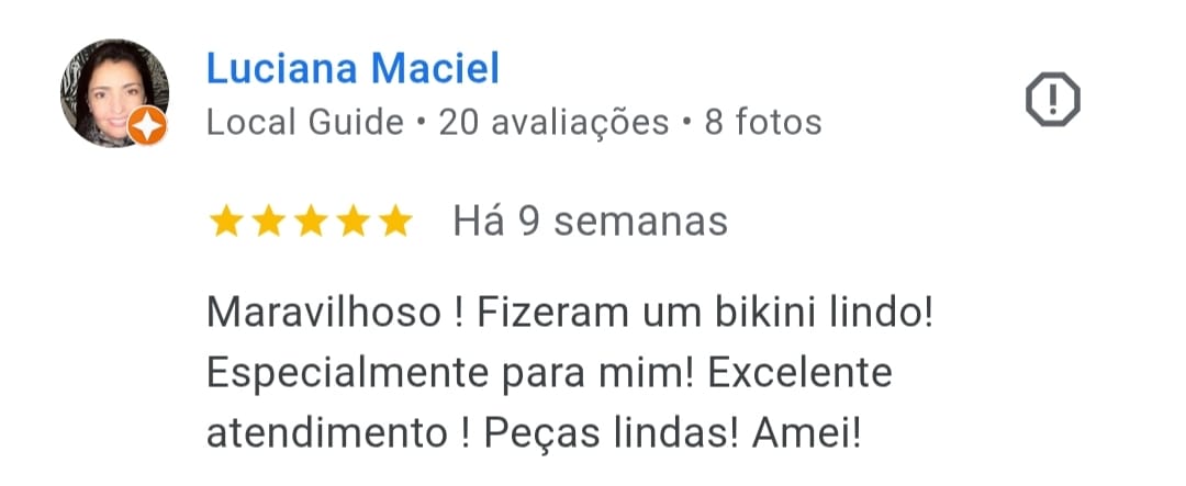Avaliação real de cliente da AREIAH com 5 estrelas no Google