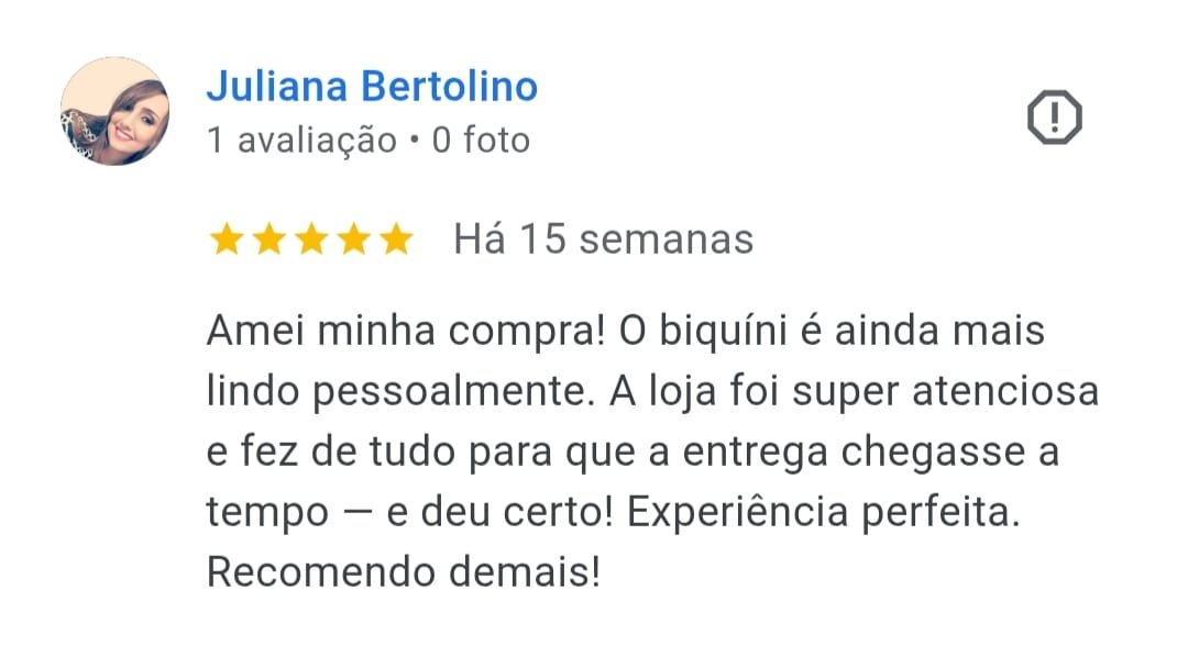 Avaliação real de cliente da AREIAH com 5 estrelas no Google