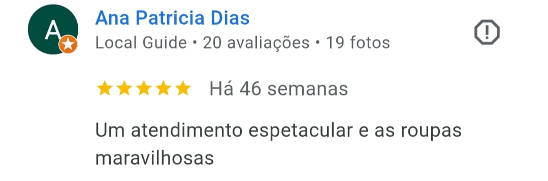 Avaliação real de cliente da AREIAH com 5 estrelas no Google