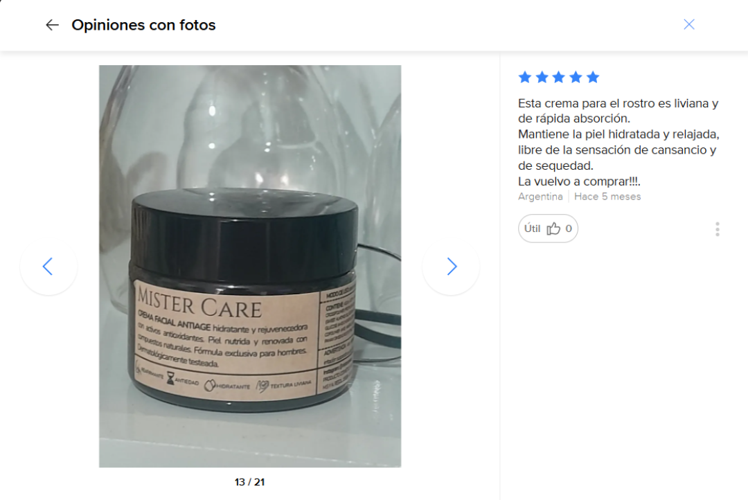 Reseña de cliente verificado Mister Care