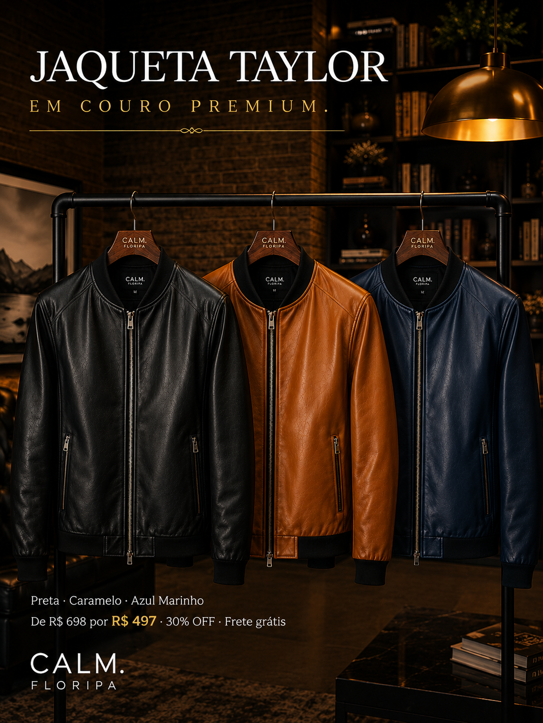 Jaqueta Taylor - Preta, Caramelo e Azul Marinho