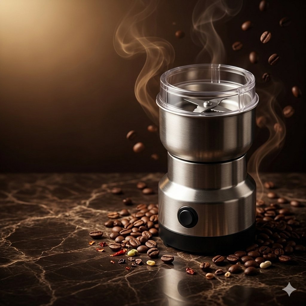 Moedor el&eacute;trico de caf&eacute; em a&ccedil;o inox