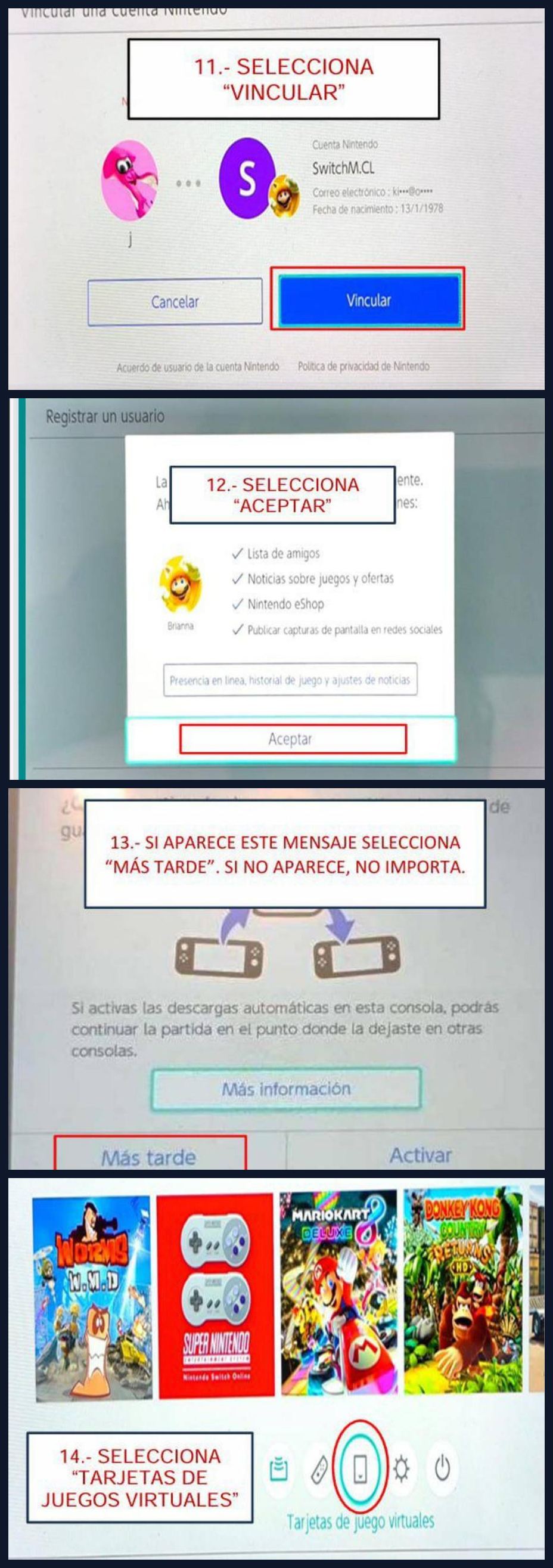 Guía de instalación pasos 13 a 16