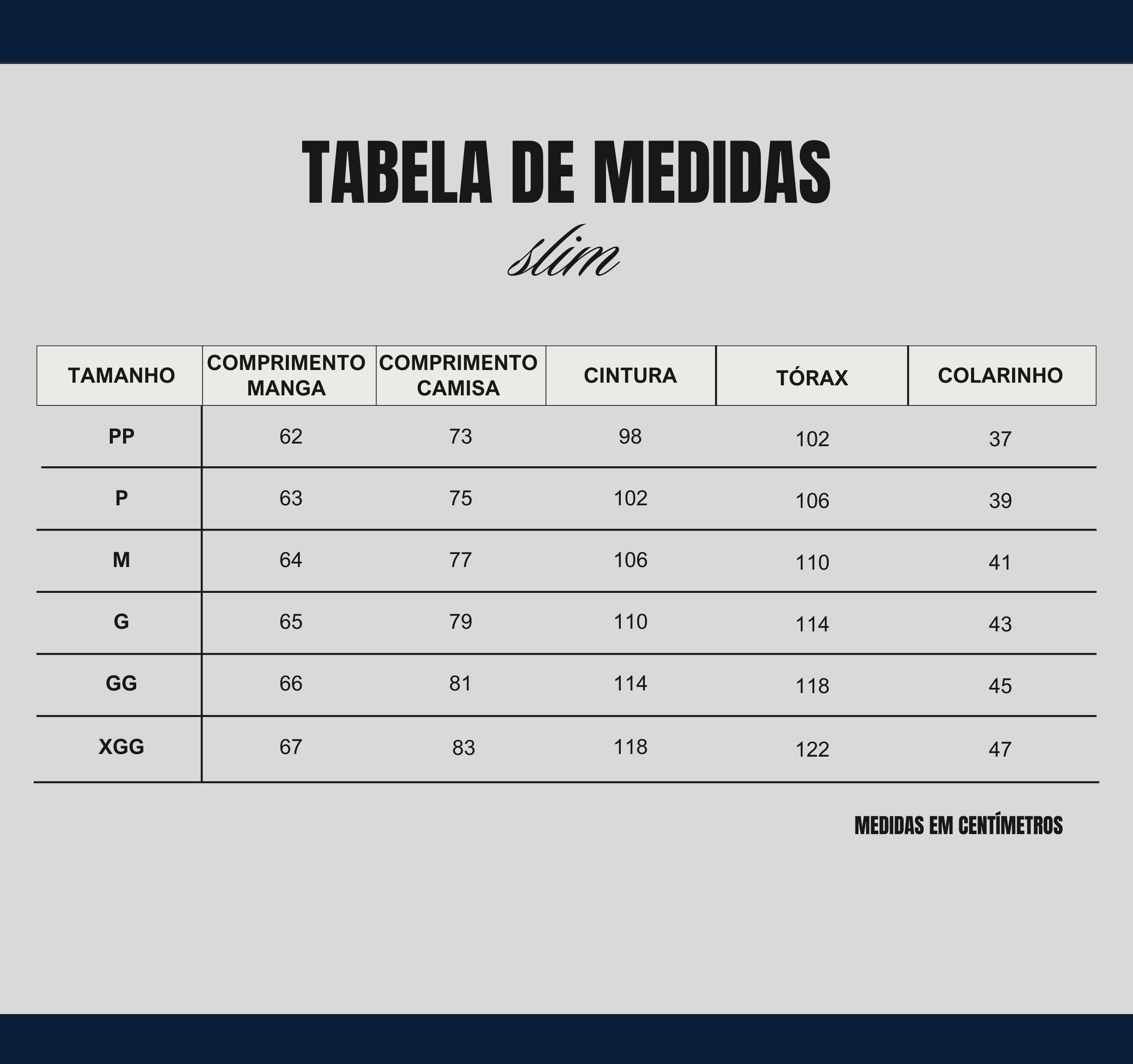 Medidas Modelagem Slim