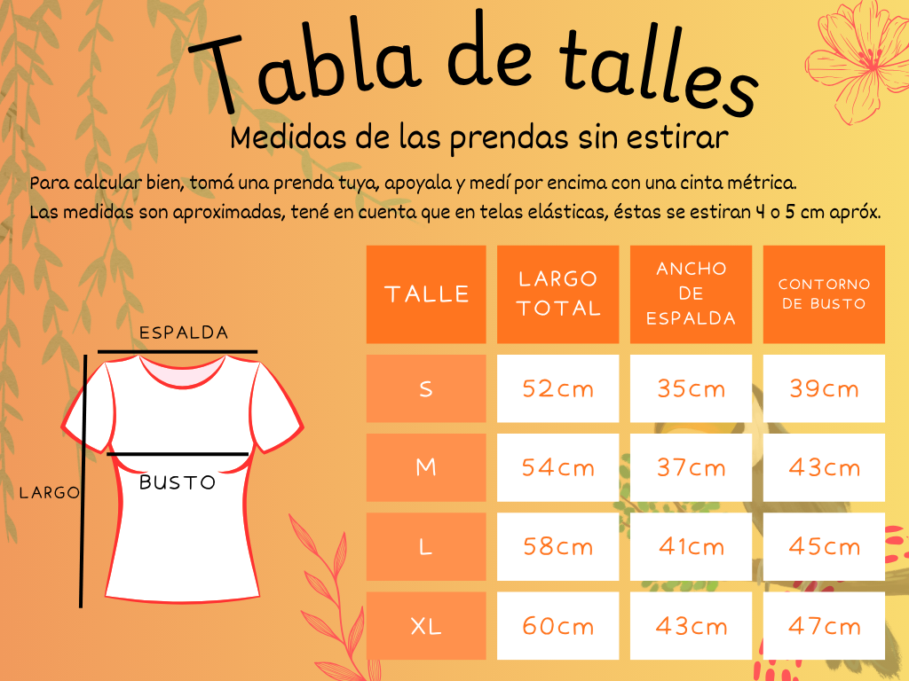 Guía de talles remera