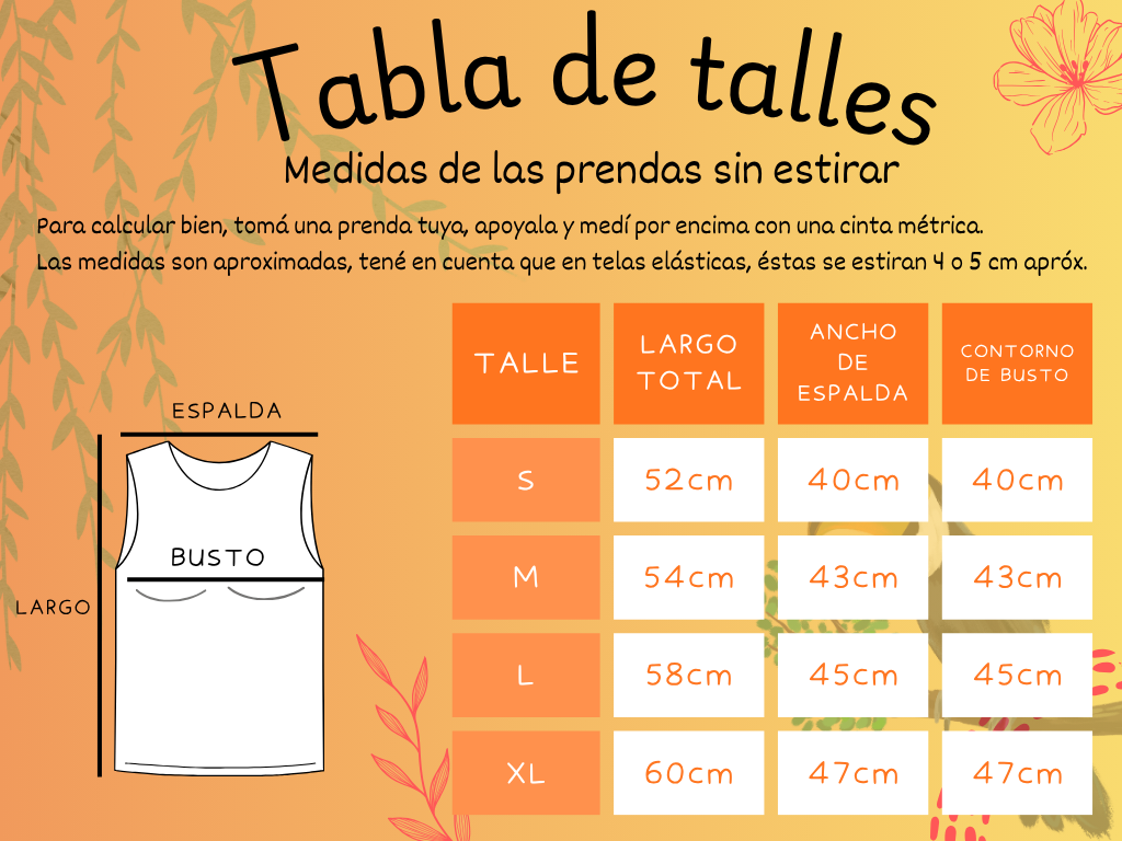 Guía talle musculosa
