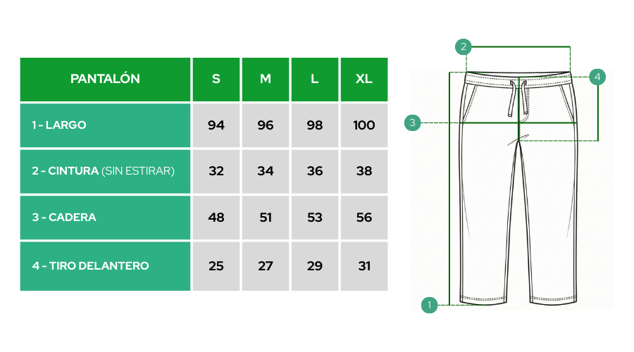 Tabla Pantalon Hombre Arciel