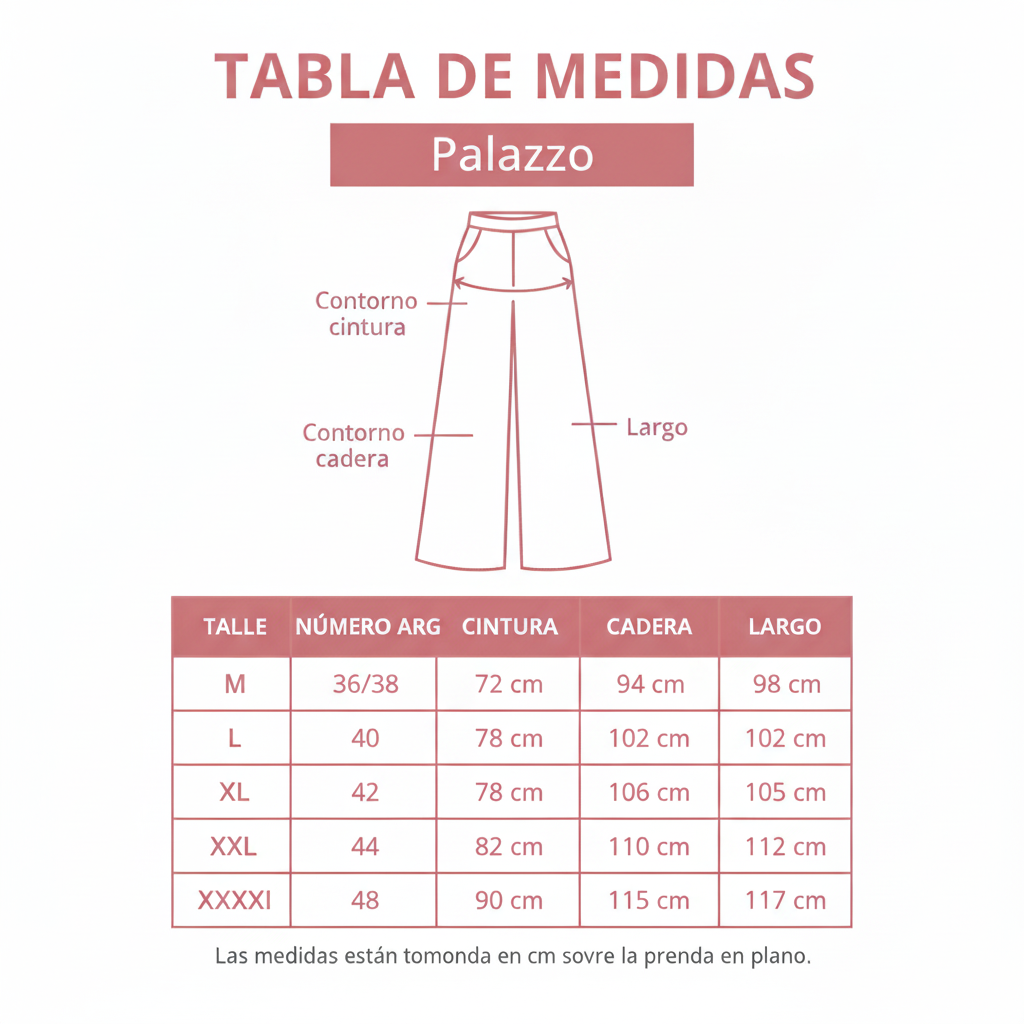 Tabla de medidas — Palazzo