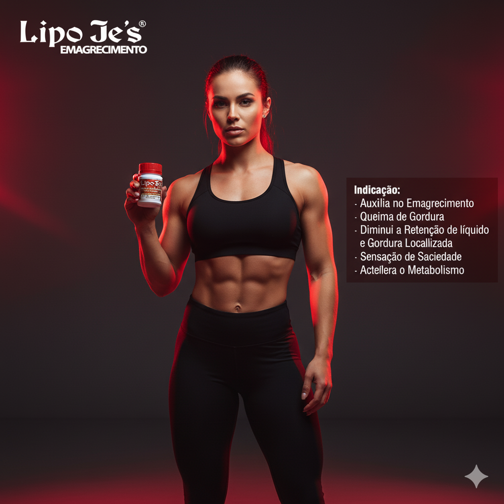 [Imagem do Produto Lipo Je's REDUZ, embalagem e cápsulas]