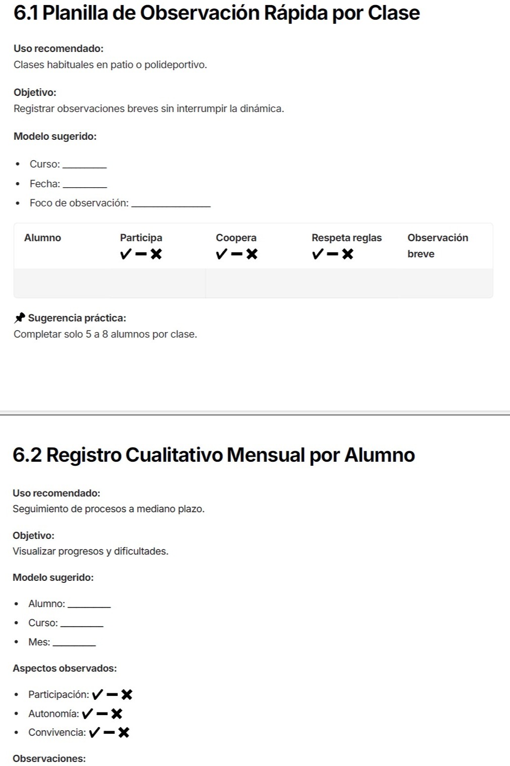 Evaluaci&oacute;n cualitativa Educaci&oacute;n F&iacute;sica