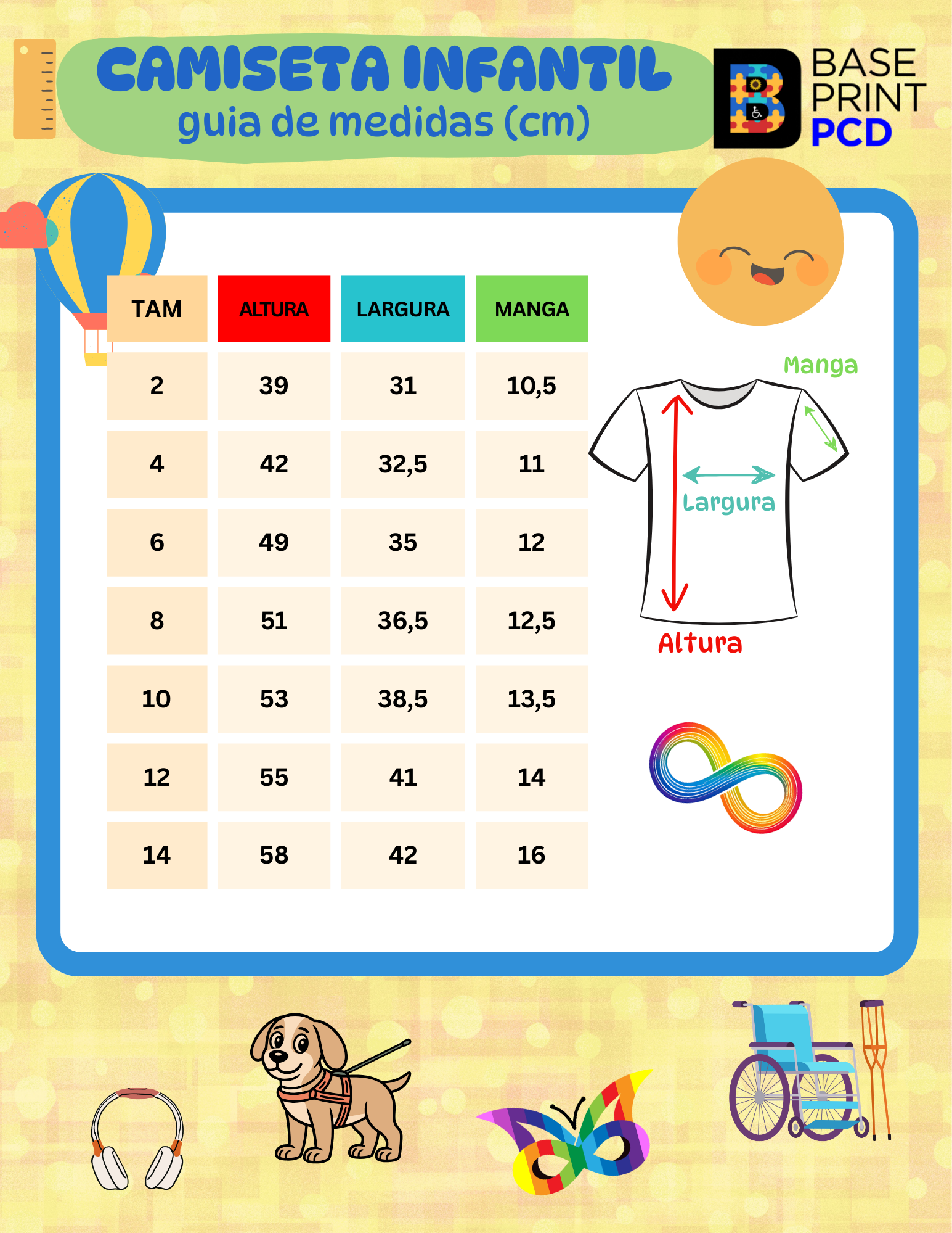 Confira suas medidas na tabela