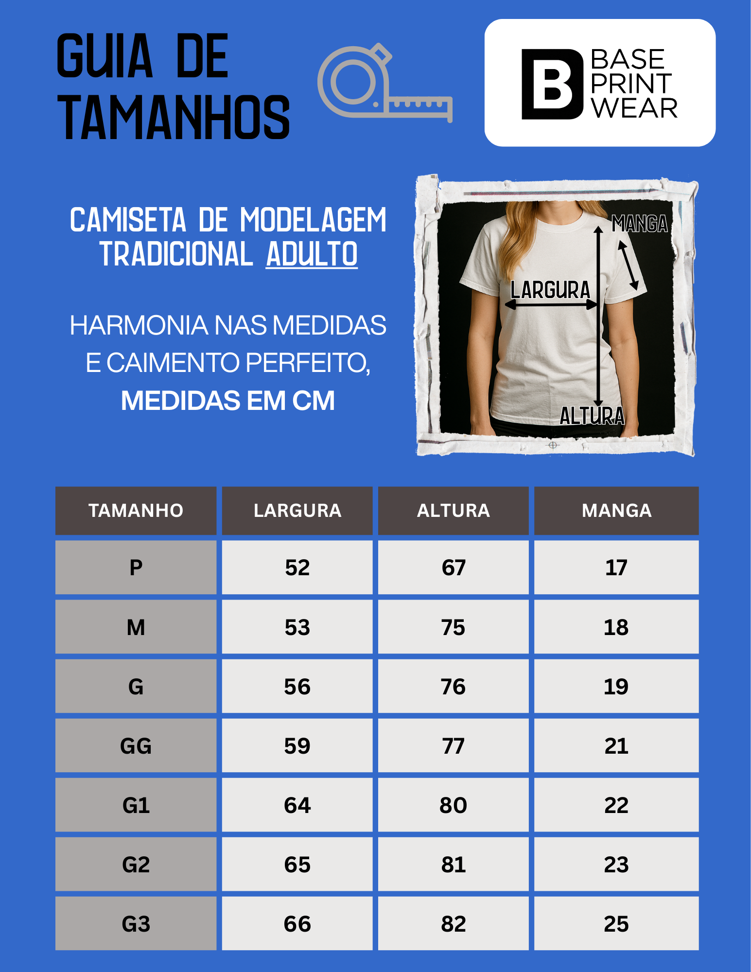 Tabela de Medidas BP Kids - Adulto