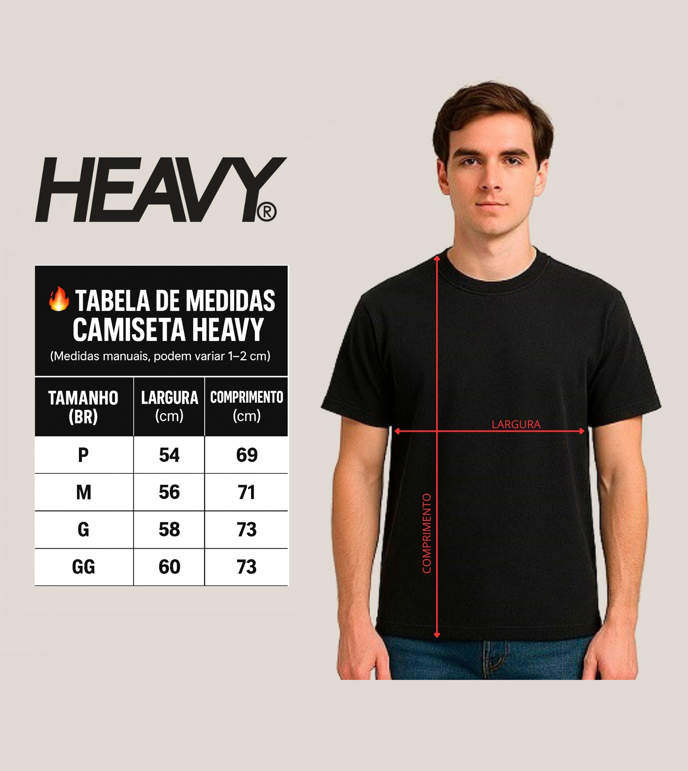 Tabela de Medidas Camiseta