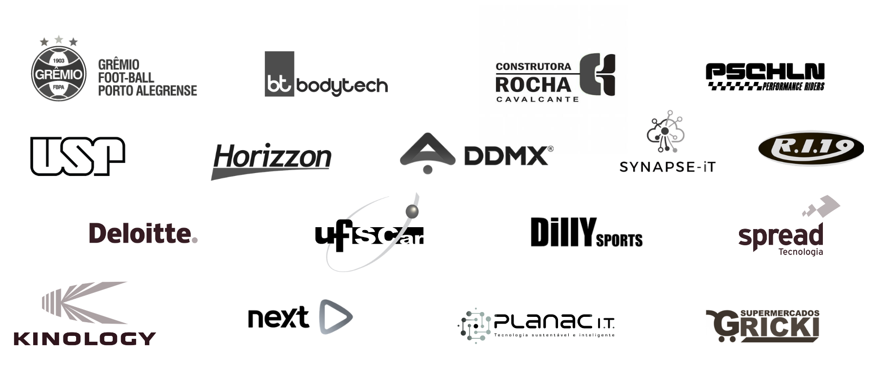 Logotipos de algumas empresas que compram com a Espaço Miami