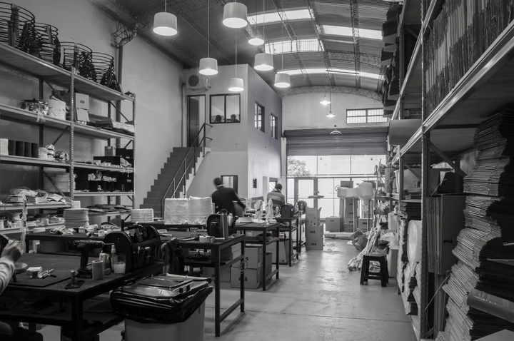 Mesa de diseño y luminarias iMdi