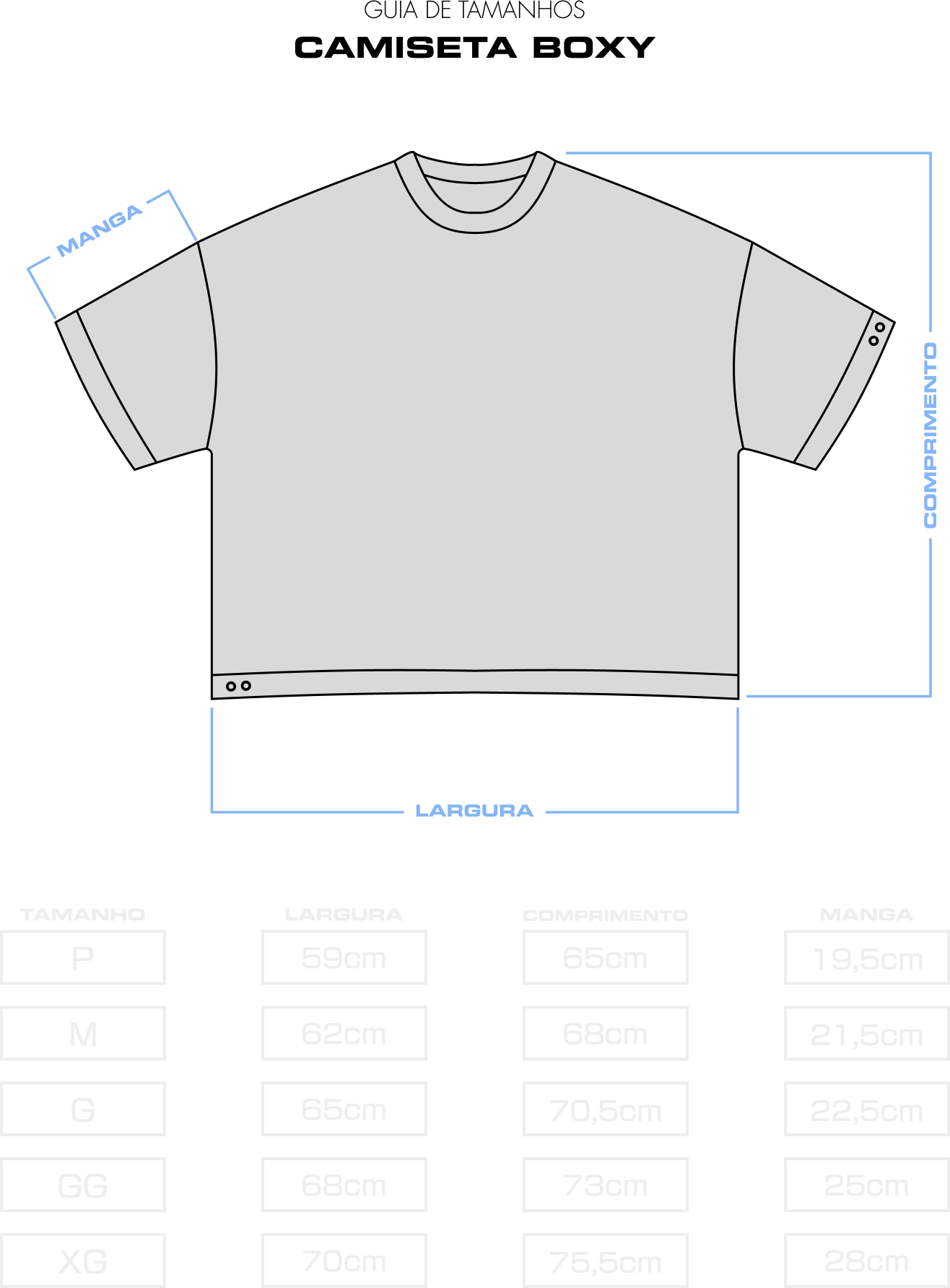 guia de medidas camiseta boxy