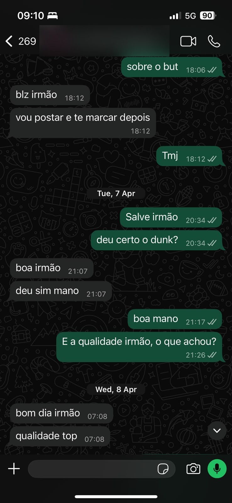 Depoimento de cliente da Rackys no WhatsApp