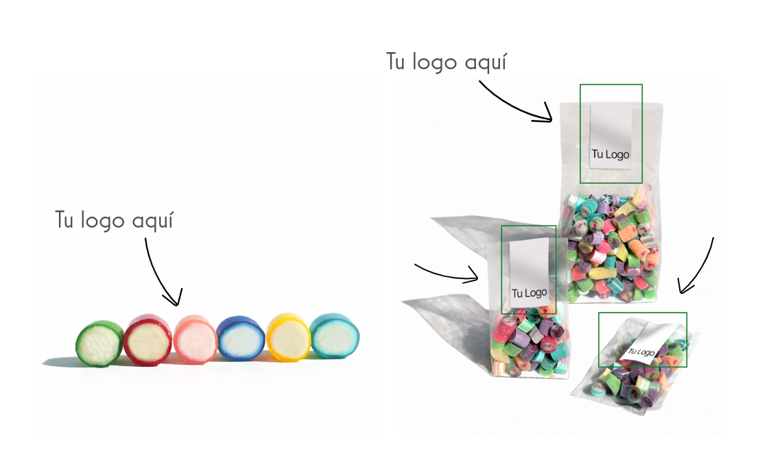 Caramelo y etiquetas de empaque personalizables