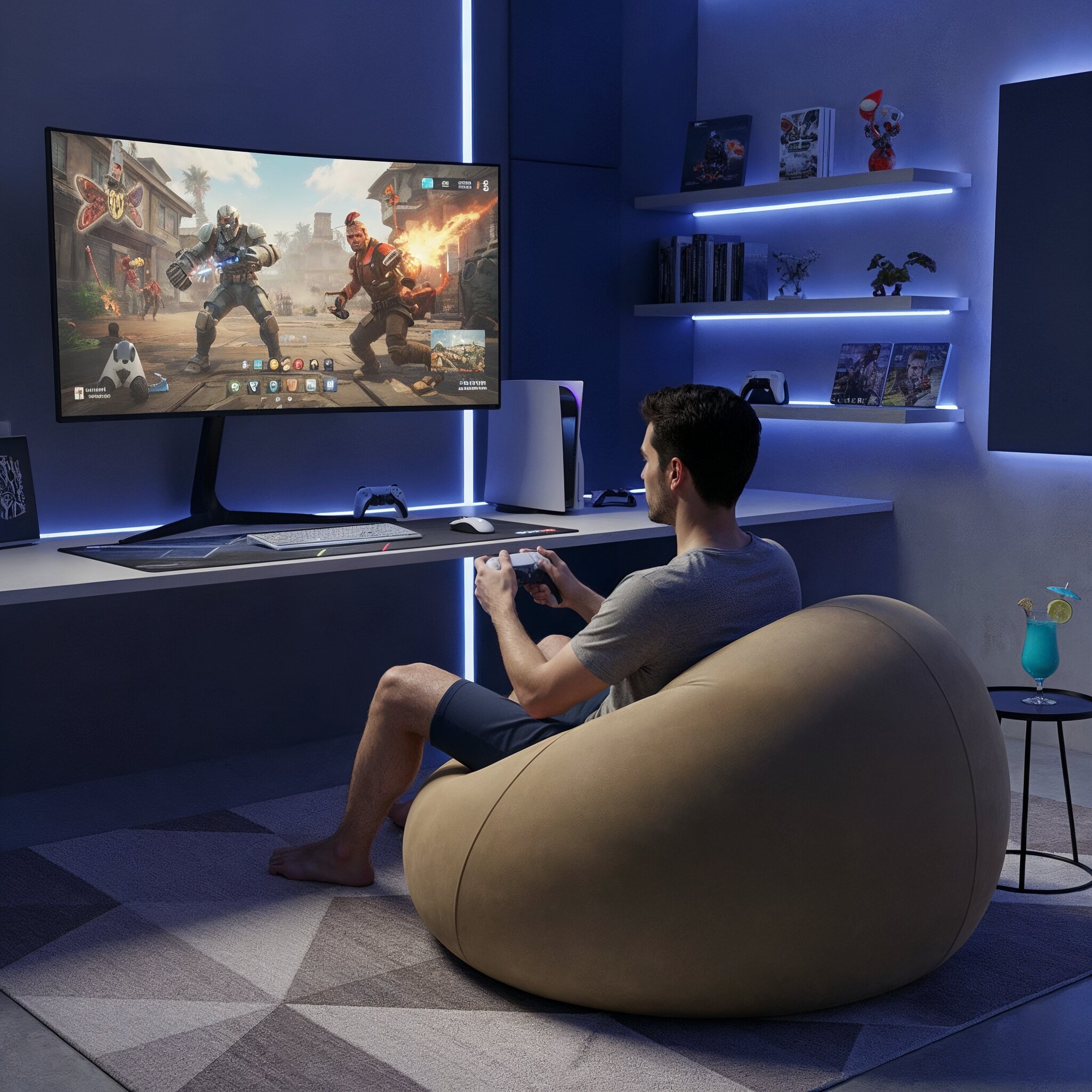 Sillón inflable en uso — ergonomía