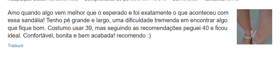 Coment&aacute;rio de cliente Bia Cal&ccedil;ados 02