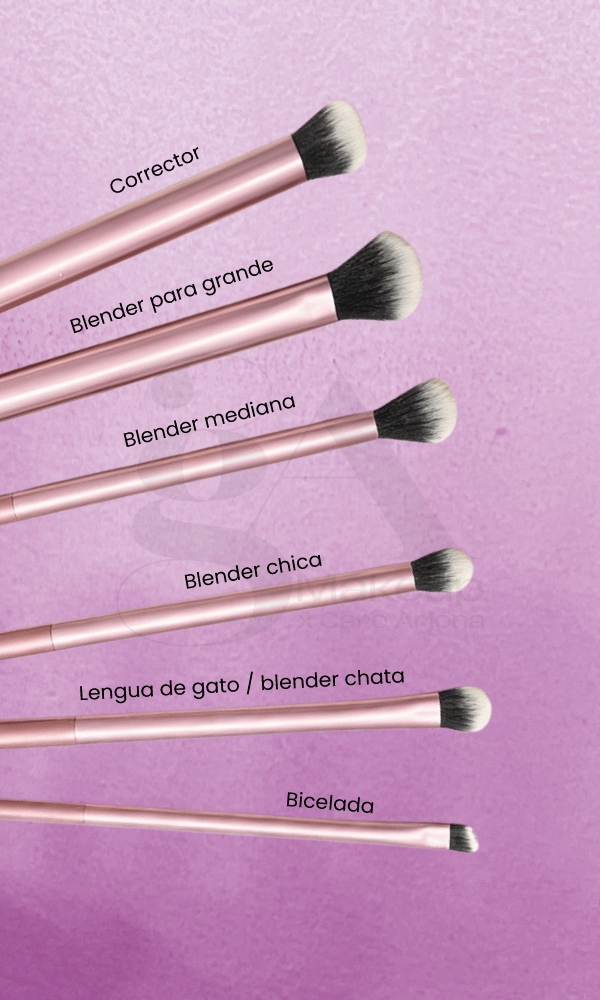 combo de brochas de ojos ga makeup x caro arjona