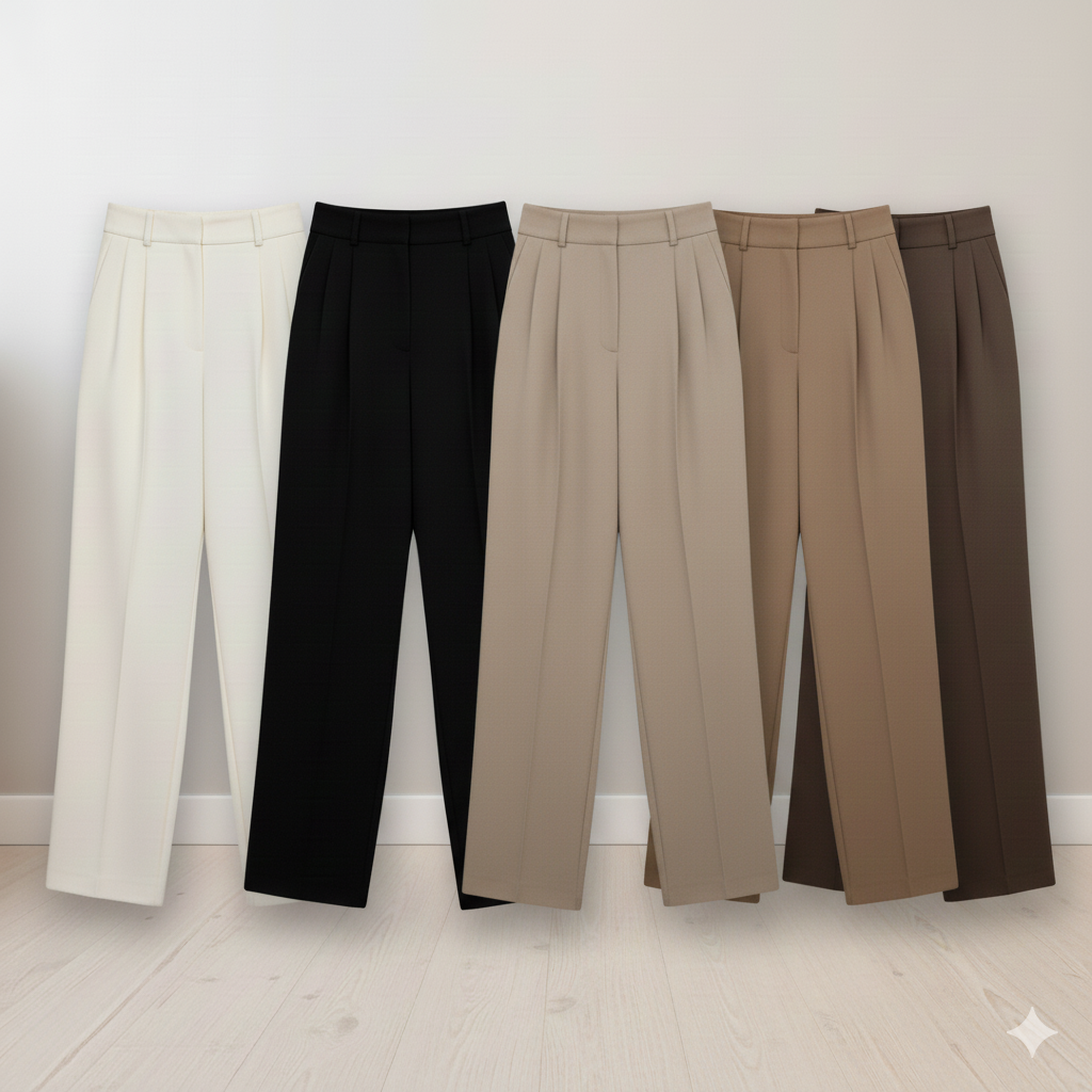 Pantalones Milano en colores negro, gris y blanco