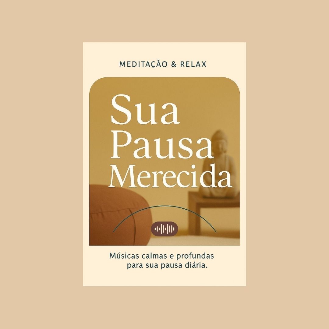 Capa da playlist Alma Vori – Meditação & Relax: Sua Pausa Merecida. Almofada e incenso em ambiente sereno, luz natural e atmosfera de silêncio.