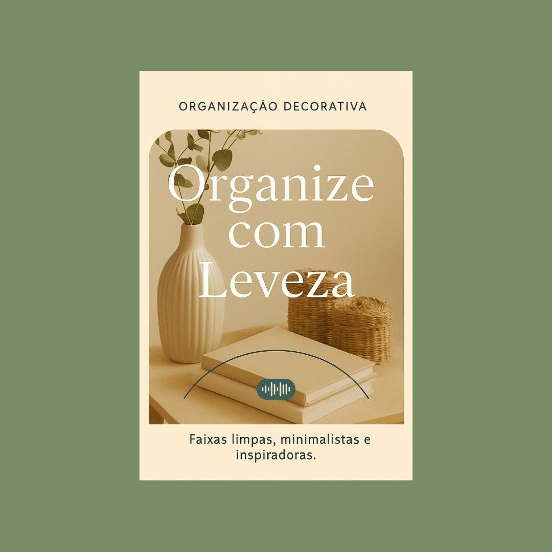 Capa da playlist Alma Vori – Organização Decorativa: Organize com Leveza. Prateleiras com caixas e cestos de vime sob luz natural, harmonia e ordem visual.