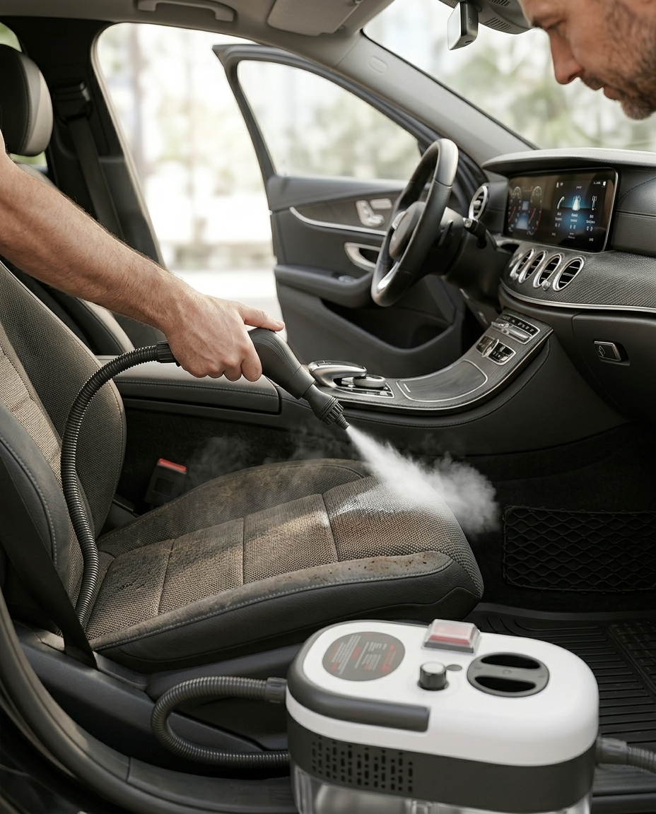 VaporJet Pro limpiando interior de auto