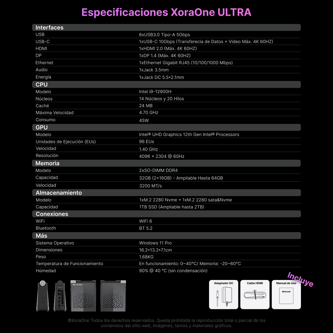 especificaciones xoraone ultra