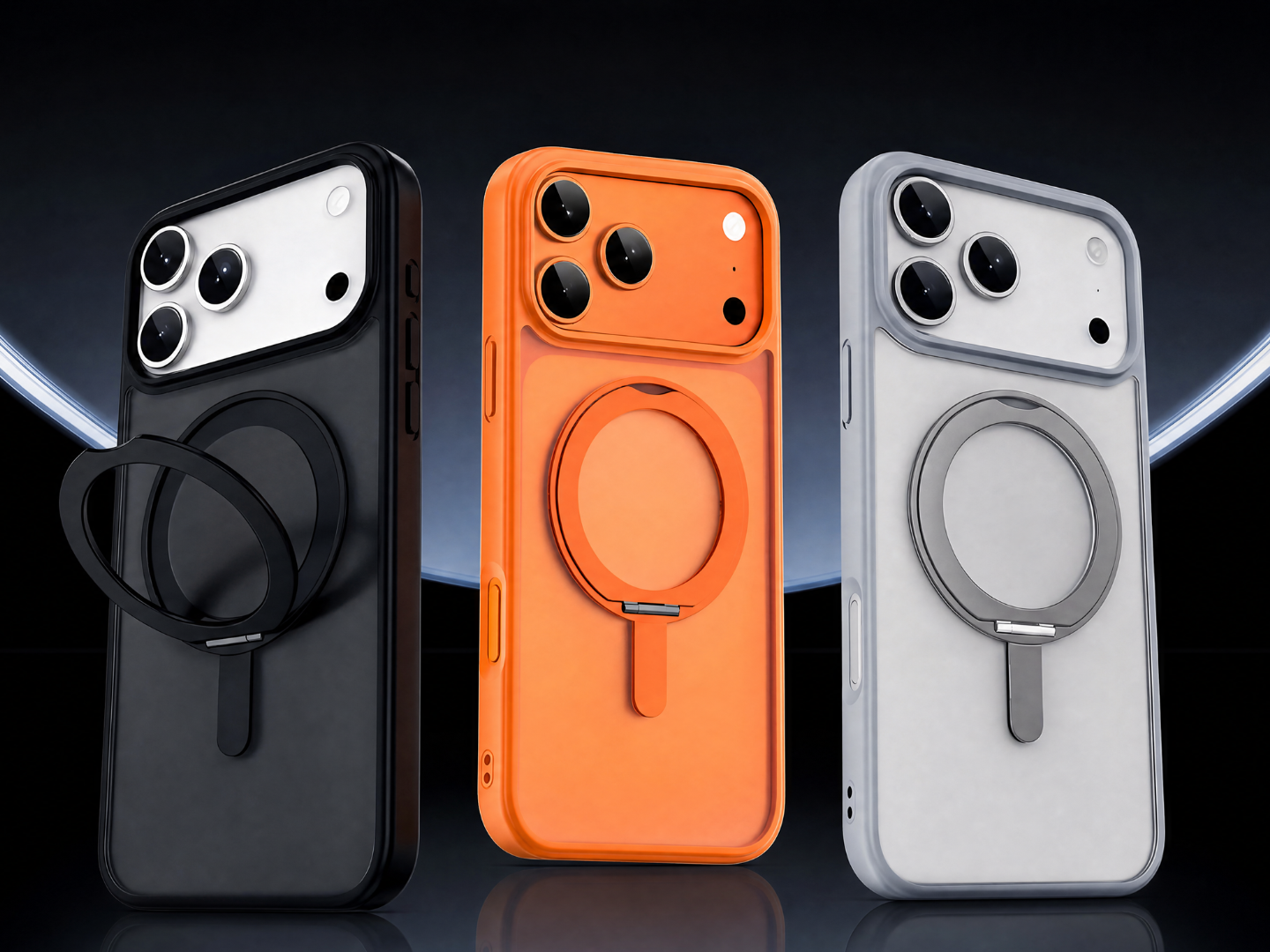 Case Armor Ultra para iPhone 17 Pro Max nas cores Preto, Laranja e Cinza
